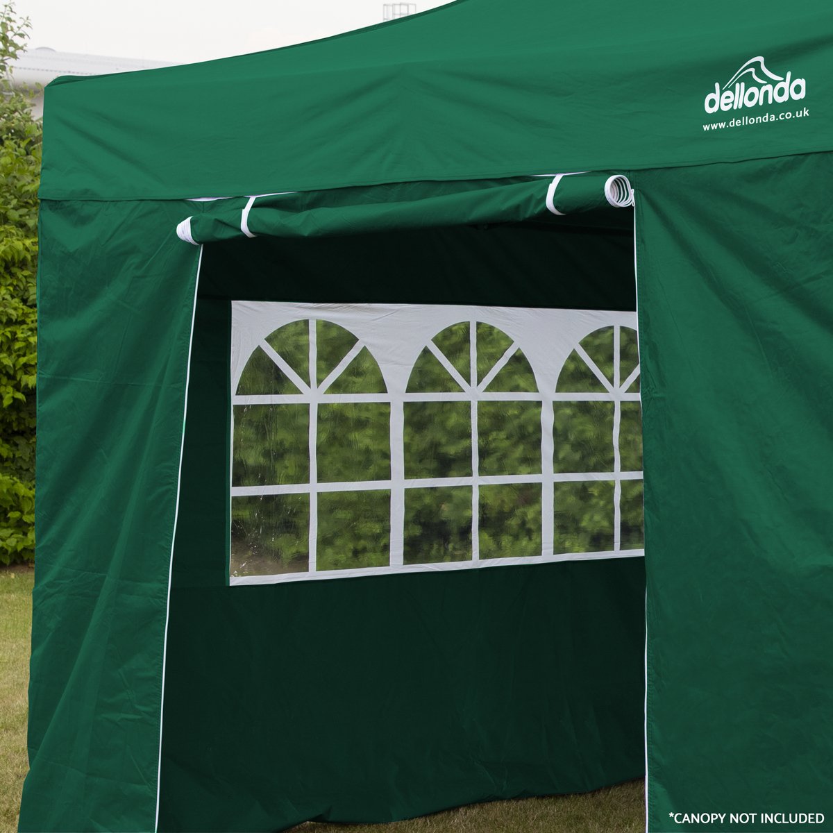 Dellonda DG144 Premium Side Walls/Doors/Windows for Gazebo/Marquee Fits 2 x 2m Models - Dark Green - McCormickTools