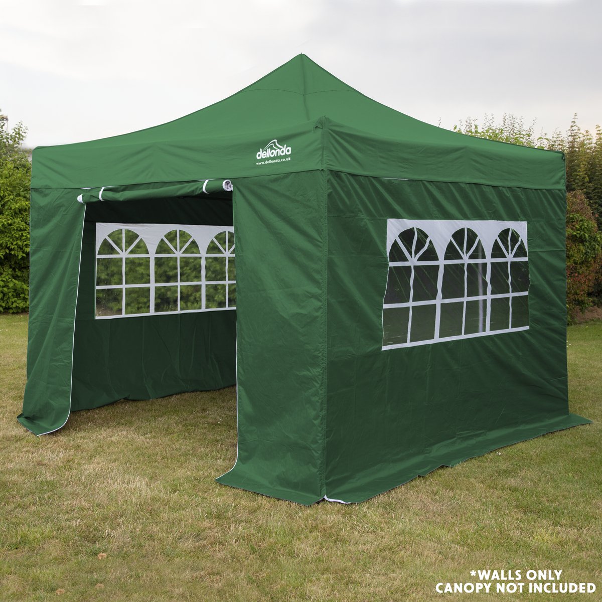 Dellonda DG144 Premium Side Walls/Doors/Windows for Gazebo/Marquee Fits 2 x 2m Models - Dark Green - McCormickTools