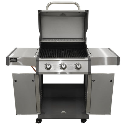 Dellonda DG16 3 Burner Deluxe Gas BBQ Grill with Piezo Ignition & Wheels - Stainless Steel