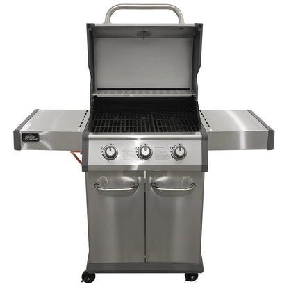 Dellonda DG16 3 Burner Deluxe Gas BBQ Grill with Piezo Ignition & Wheels - Stainless Steel