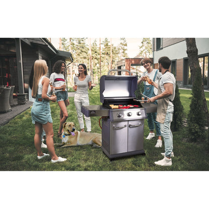 Dellonda DG16 3 Burner Deluxe Gas BBQ Grill with Piezo Ignition & Wheels - Stainless Steel