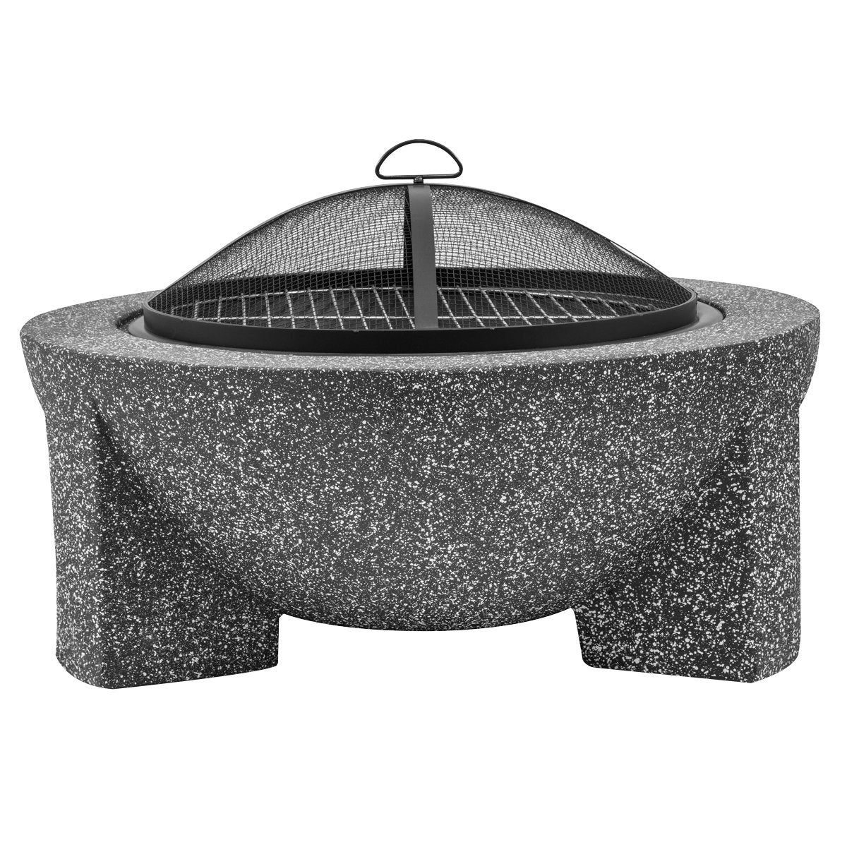 Dellonda DG191 Round MgO Fire Pit with BBQ Grill Ø75cm Safety Mesh Screen - Dark Grey - McCormickTools