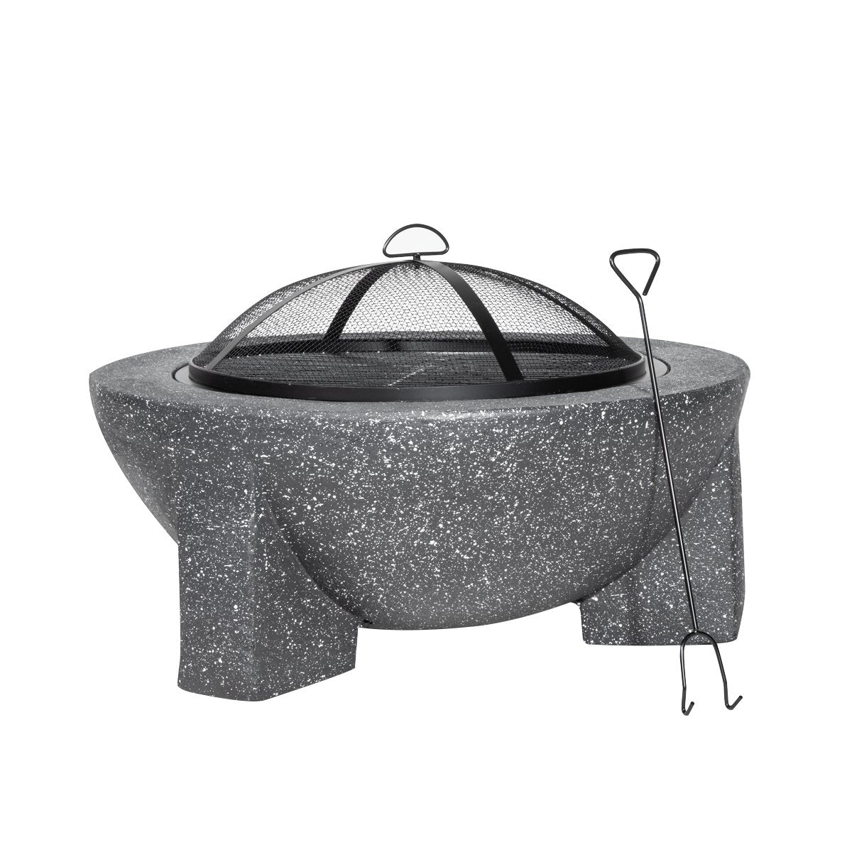 Dellonda DG191 Round MgO Fire Pit with BBQ Grill Ø75cm Safety Mesh Screen - Dark Grey - McCormickTools