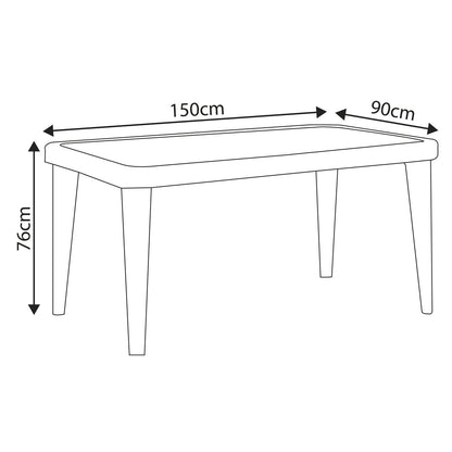 Dellonda DG206 Outdoor Dining Table Weather Resistant Glass Table 90x150cm - McCormickTools