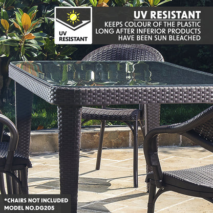 Dellonda DG206 Outdoor Dining Table Weather Resistant Glass Table 90x150cm - McCormickTools