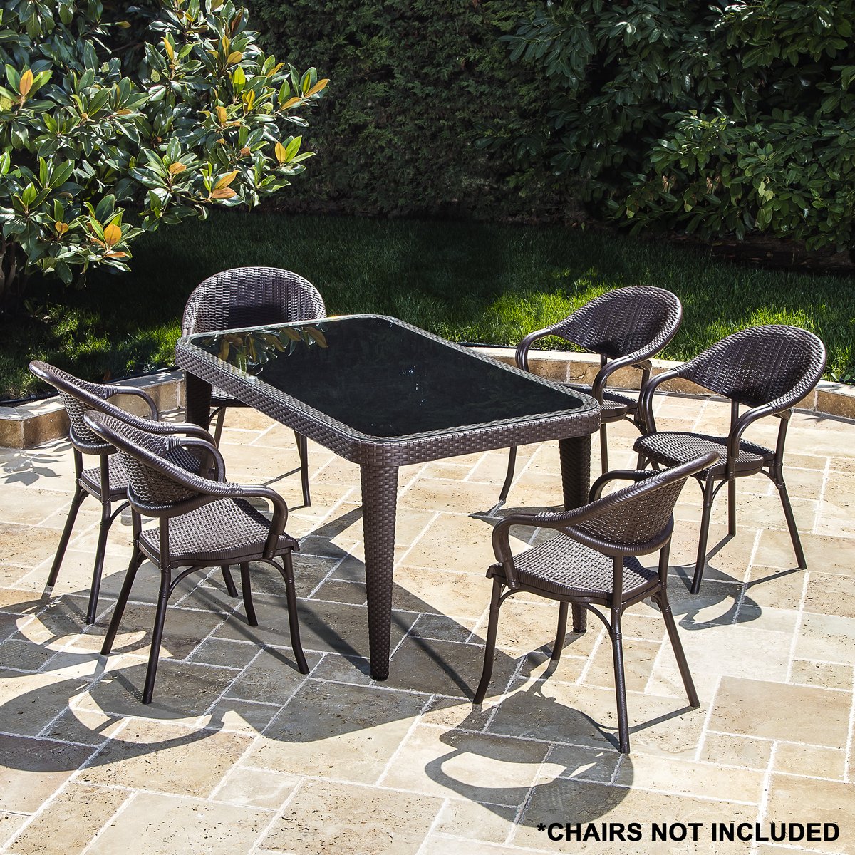 Dellonda DG206 Outdoor Dining Table Weather Resistant Glass Table 90x150cm - McCormickTools