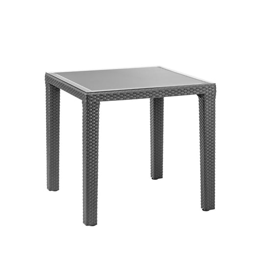 Dellonda DG207 Dining Table Weather Resistant Glass Top 80x80cm Anthracite