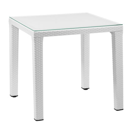 Dellonda DG208 Dining Table Weather Resistant Glass Top 80x80cm White