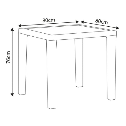 Dellonda DG208 Dining Table Weather Resistant Glass Top 80x80cm White