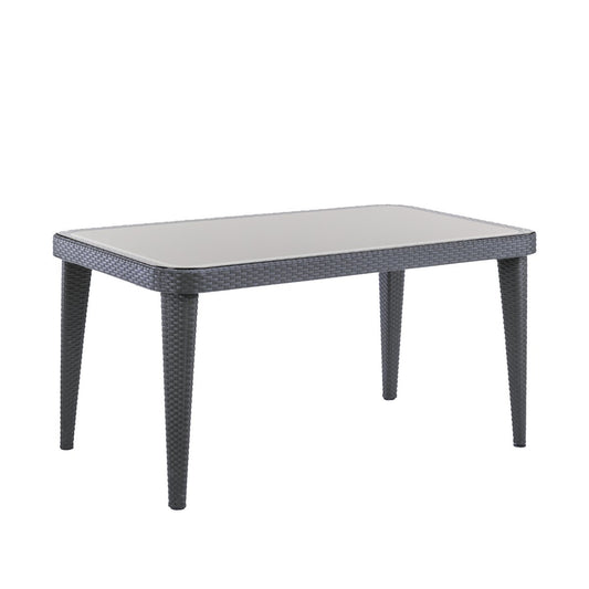 Dellonda DG209 Outdoor Dining Table Weather Resistant Body Glass Table 90x150cm - McCormickTools