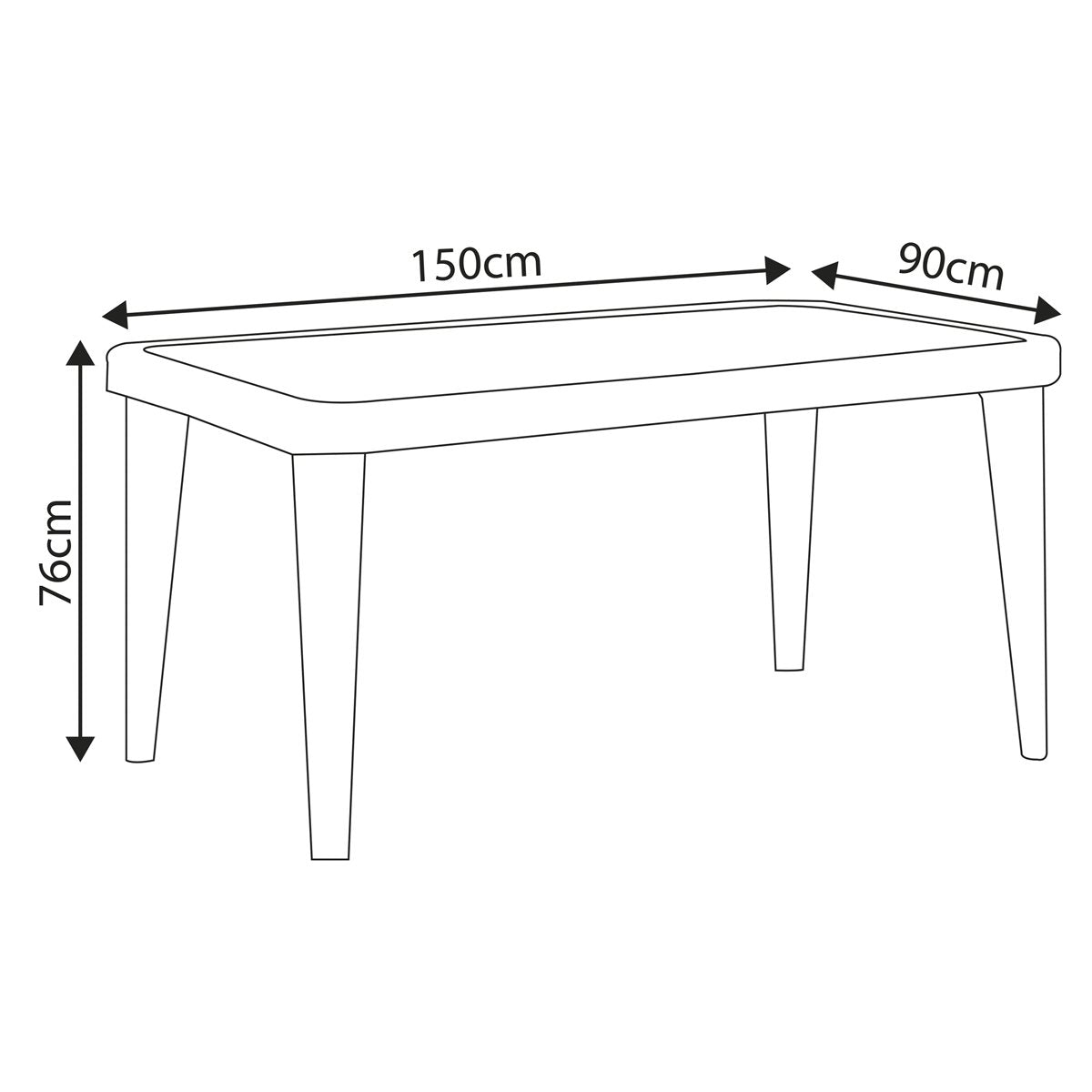 Dellonda DG209 Outdoor Dining Table Weather Resistant Body Glass Table 90x150cm