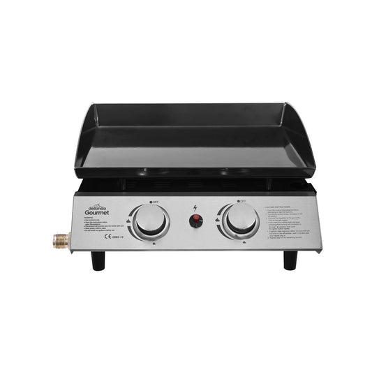 Dellonda DG21 2 Burner Portable Gas Plancha 5kW BBQ Griddle Stainless Steel - McCormickTools