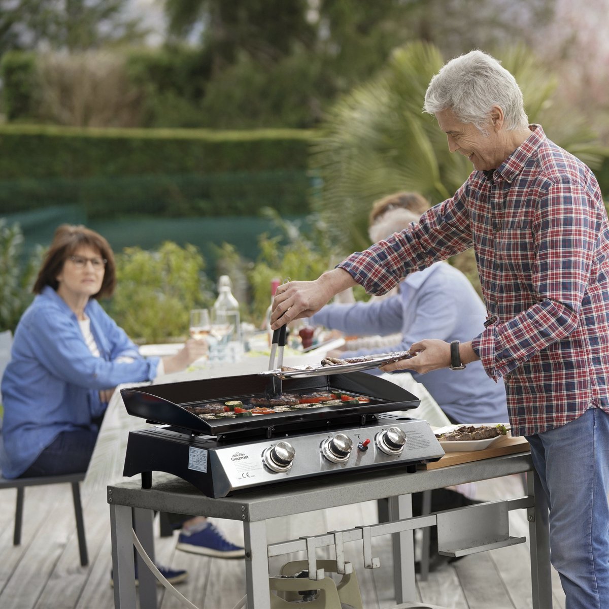 Dellonda DG22 3 Burner Portable Gas Plancha 7.5kW BBQ Griddle Stainless Steel