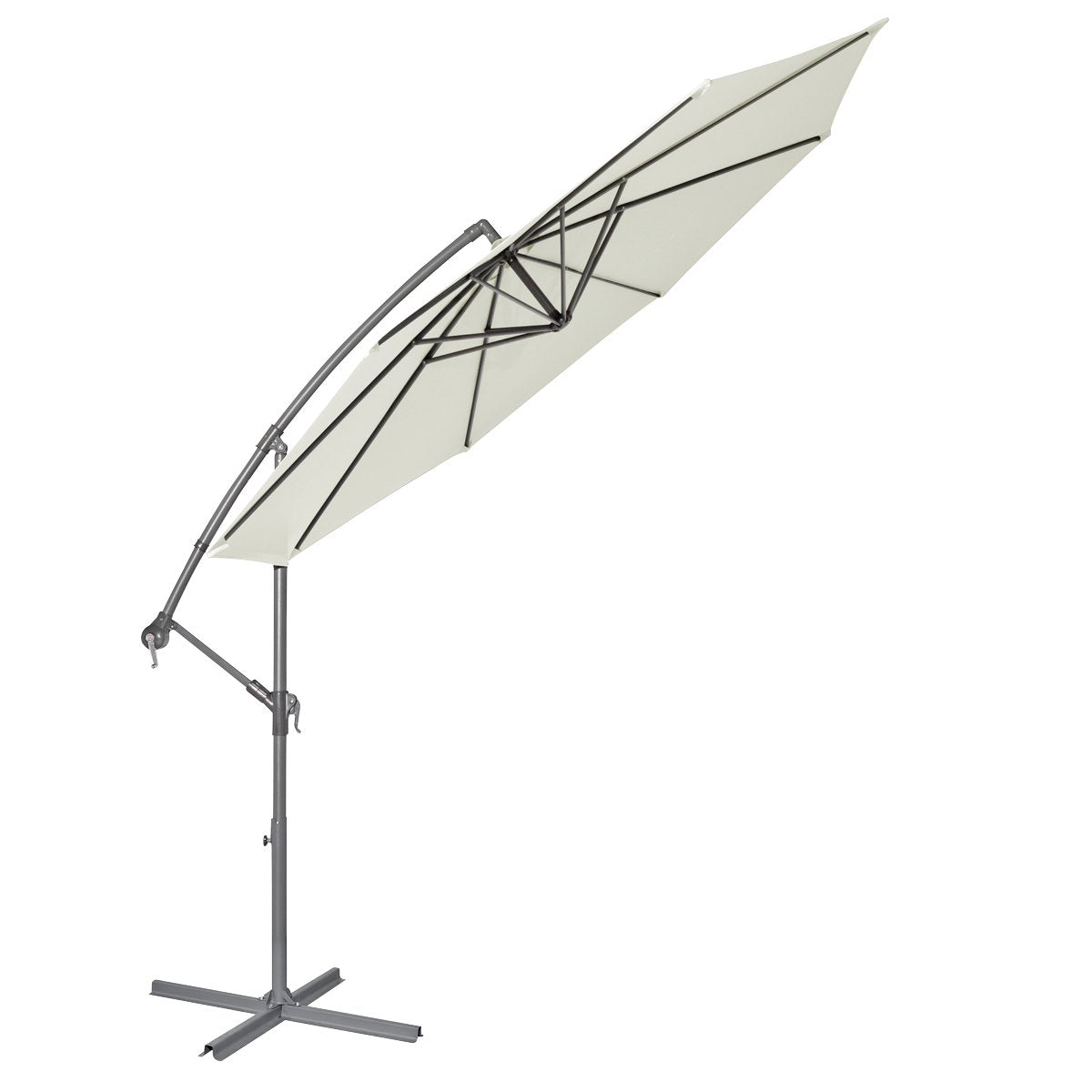 Dellonda DG265 Ø3m Banana Parasol/Umbrella for Garden Patio with Crank Handle 8 Ribs and Cover Cream Canopy - McCormickTools