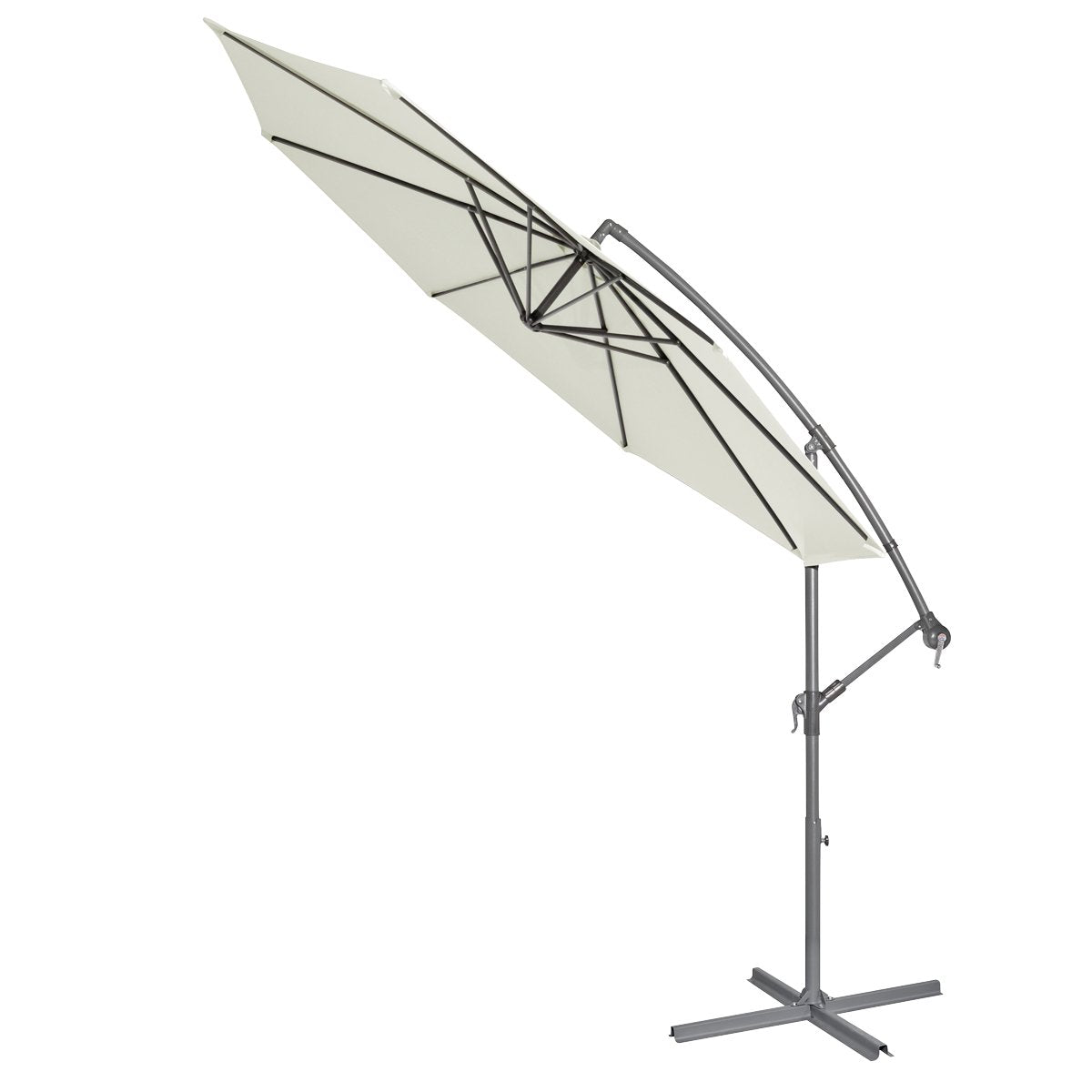 Dellonda DG265 Ø3m Banana Parasol/Umbrella for Garden Patio with Crank Handle 8 Ribs and Cover Cream Canopy - McCormickTools