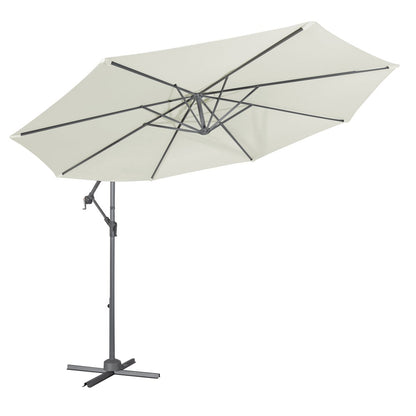 Dellonda DG265 Ø3m Banana Parasol/Umbrella for Garden Patio with Crank Handle 8 Ribs and Cover Cream Canopy - McCormickTools