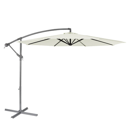 Dellonda DG265 Ø3m Banana Parasol/Umbrella for Garden Patio with Crank Handle 8 Ribs and Cover Cream Canopy - McCormickTools