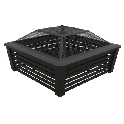 Dellonda DG43 35" Square Outdoor Fire Pit Black - McCormickTools