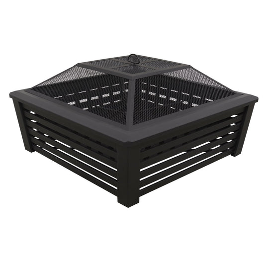 Dellonda DG43 35" Square Outdoor Fire Pit Black