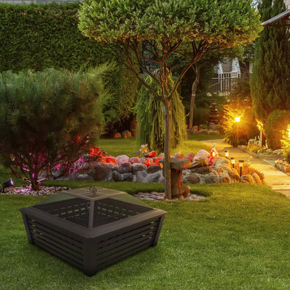 Dellonda DG43 35" Square Outdoor Fire Pit Black - McCormickTools