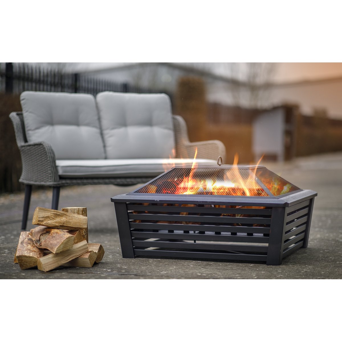 Dellonda DG43 35" Square Outdoor Fire Pit Black - McCormickTools