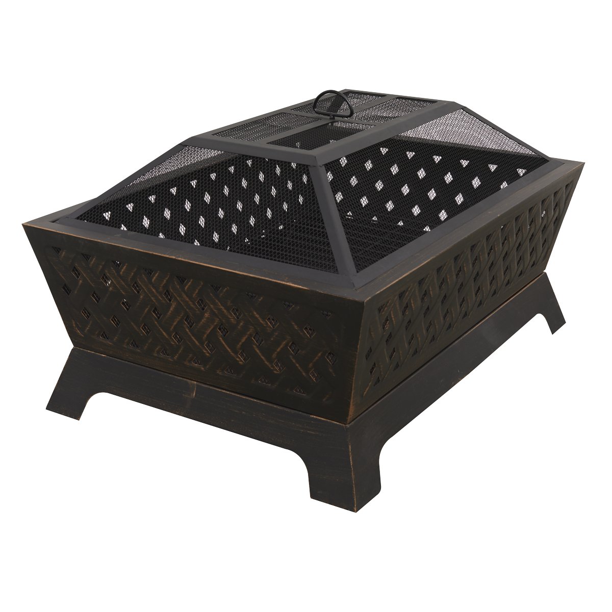 Dellonda DG44 35" Rectangular Outdoor Fire Pit Antique Bronze Effect