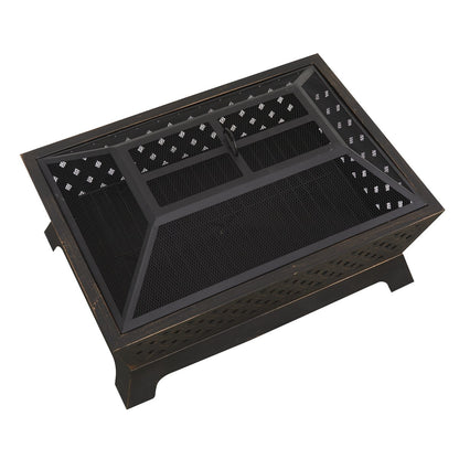 Dellonda DG44 35" Rectangular Outdoor Fire Pit Antique Bronze Effect