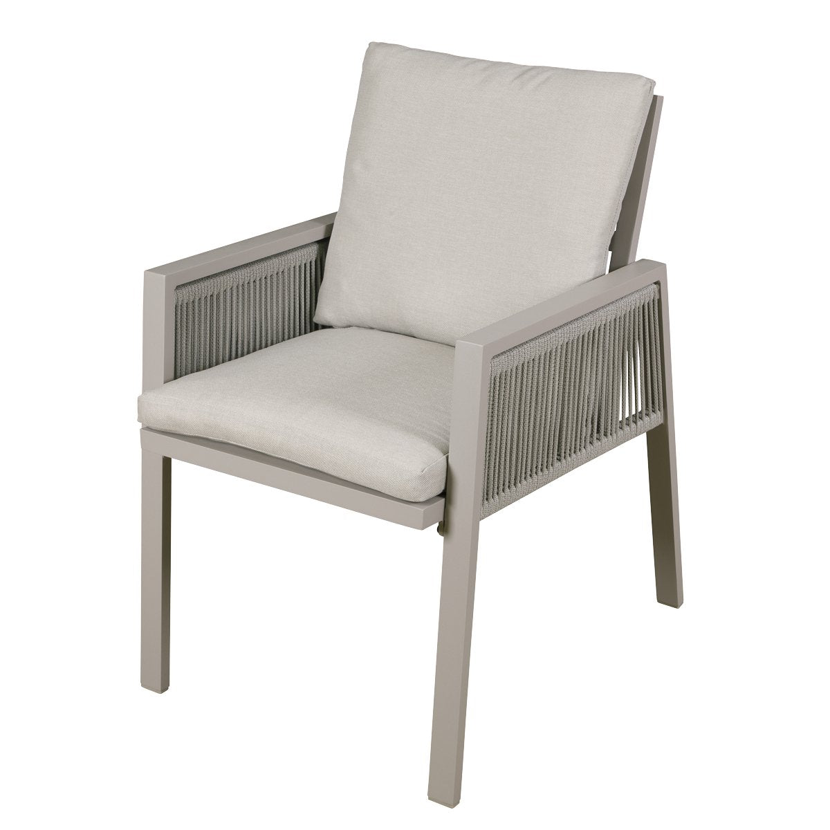 Dellonda DG49 Fusion Garden/Patio Dining Chair with Armrests Set of 6 Light Grey - DG49