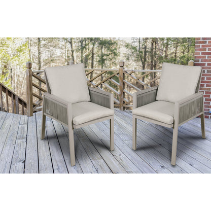 Dellonda DG49 Fusion Garden/Patio Dining Chair with Armrests Set of 6 Light Grey - DG49