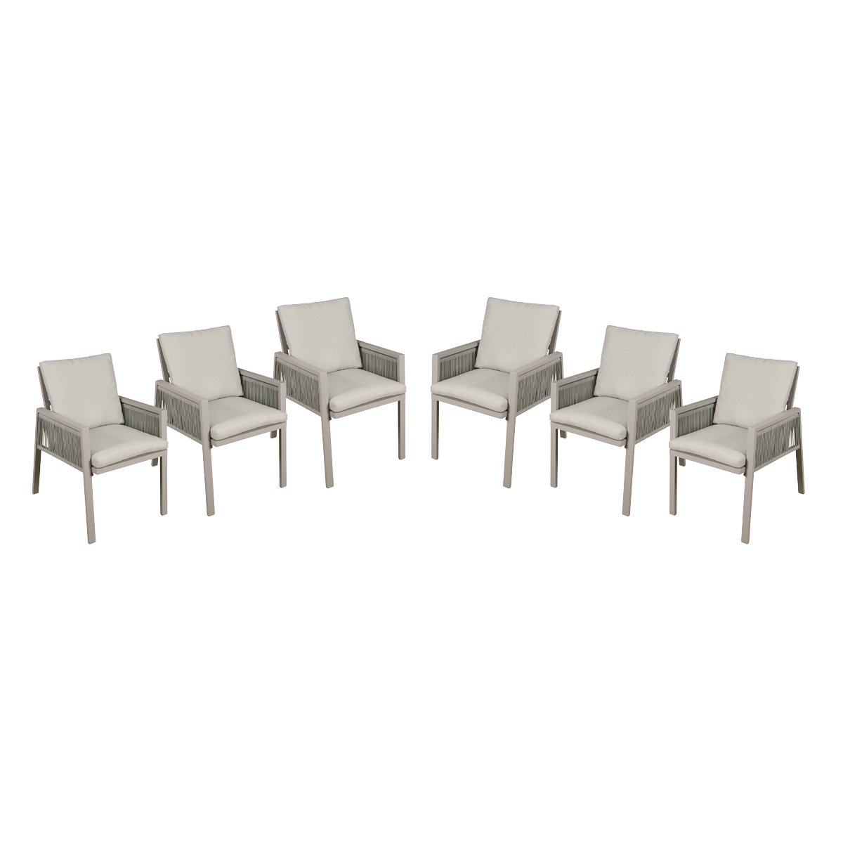 Dellonda DG49 Fusion Garden/Patio Dining Chair with Armrests Set of 6 Light Grey - DG49