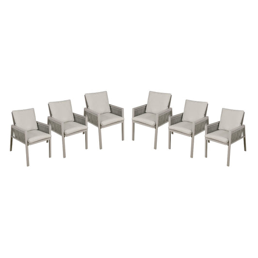 Dellonda DG49 Fusion Garden/Patio Dining Chair with Armrests Set of 6 Light Grey - DG49 - McCormickTools