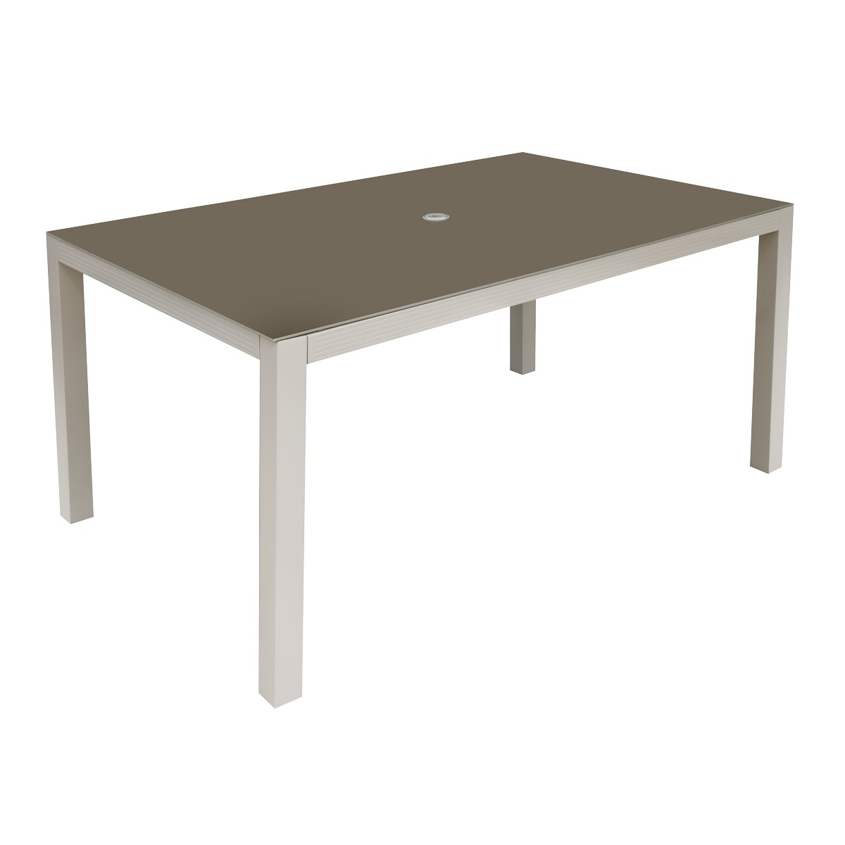 Dellonda DG51 Fusion Aluminium Glass Garden Dining Table with Parasol Hole Light Grey