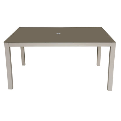 Dellonda DG51 Fusion Aluminium Glass Garden Dining Table with Parasol Hole Light Grey