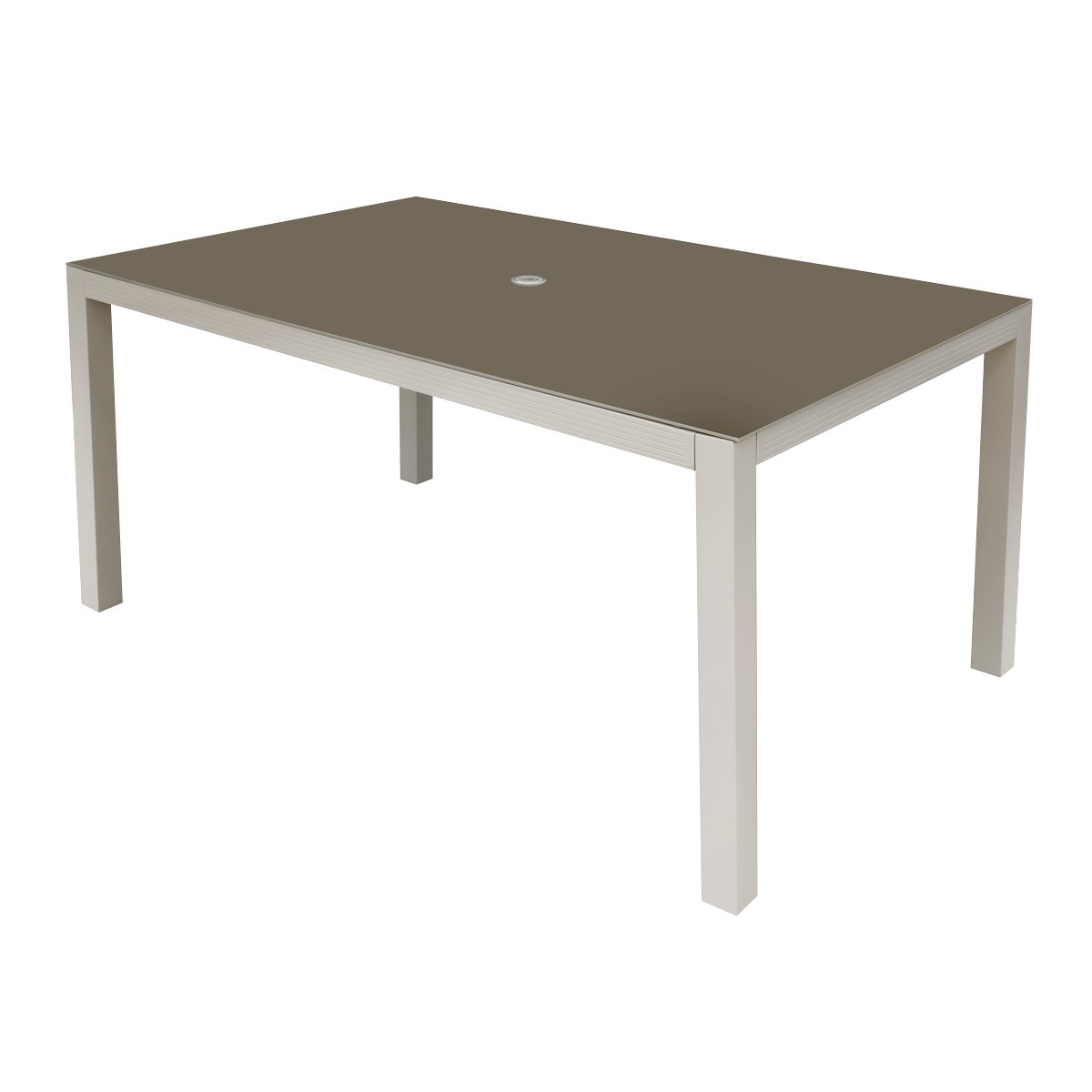 Dellonda DG51 Fusion Aluminium Glass Garden Dining Table with Parasol Hole Light Grey