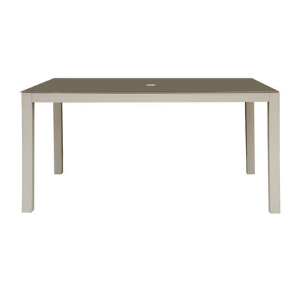 Dellonda DG51 Fusion Aluminium Glass Garden Dining Table with Parasol Hole Light Grey