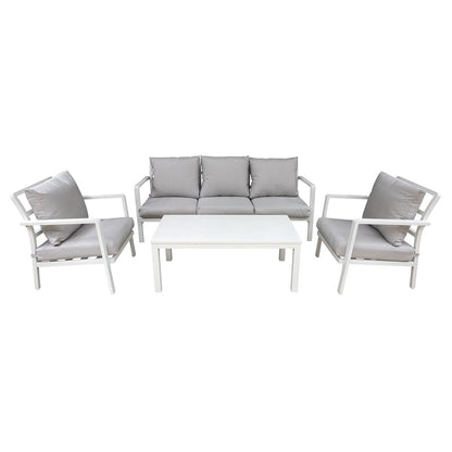 Dellonda DG52 Kyoto 4 - Piece Aluminium Outdoor Garden Sofa Arm Chair Coffee Table Set