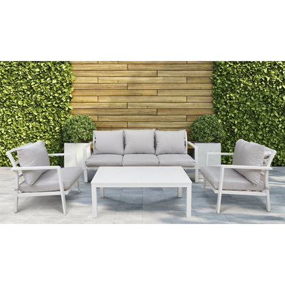 Dellonda DG52 Kyoto 4 - Piece Aluminium Outdoor Garden Sofa Arm Chair Coffee Table Set