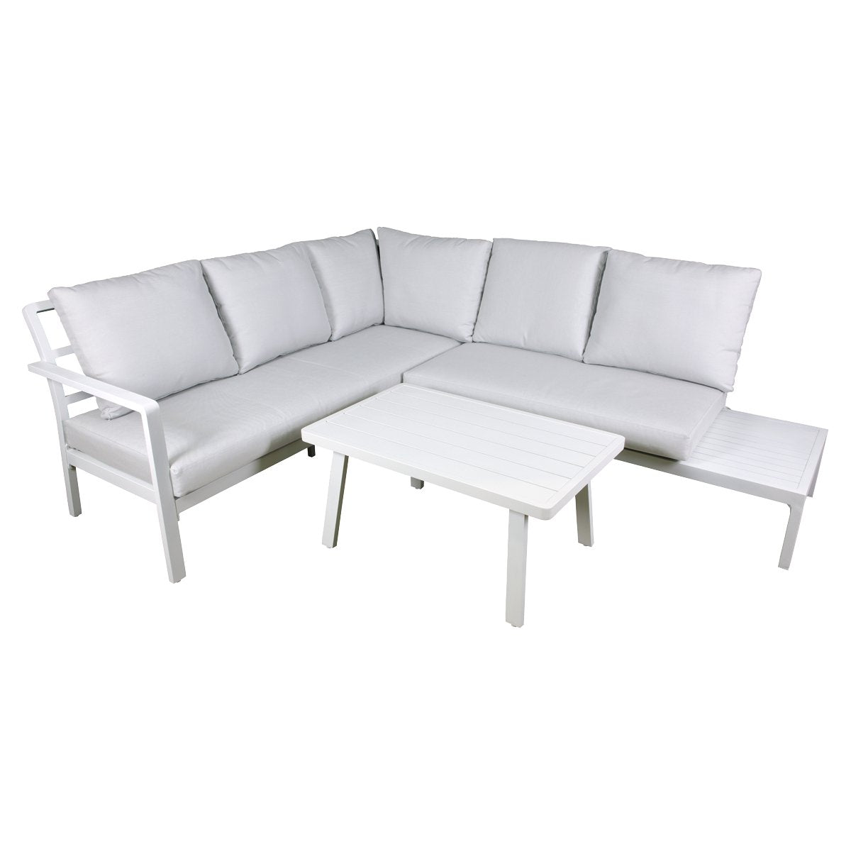 Dellonda DG53 Kyoto White 3 - Piece Outdoor Garden Corner Sofa & Coffee Table Set