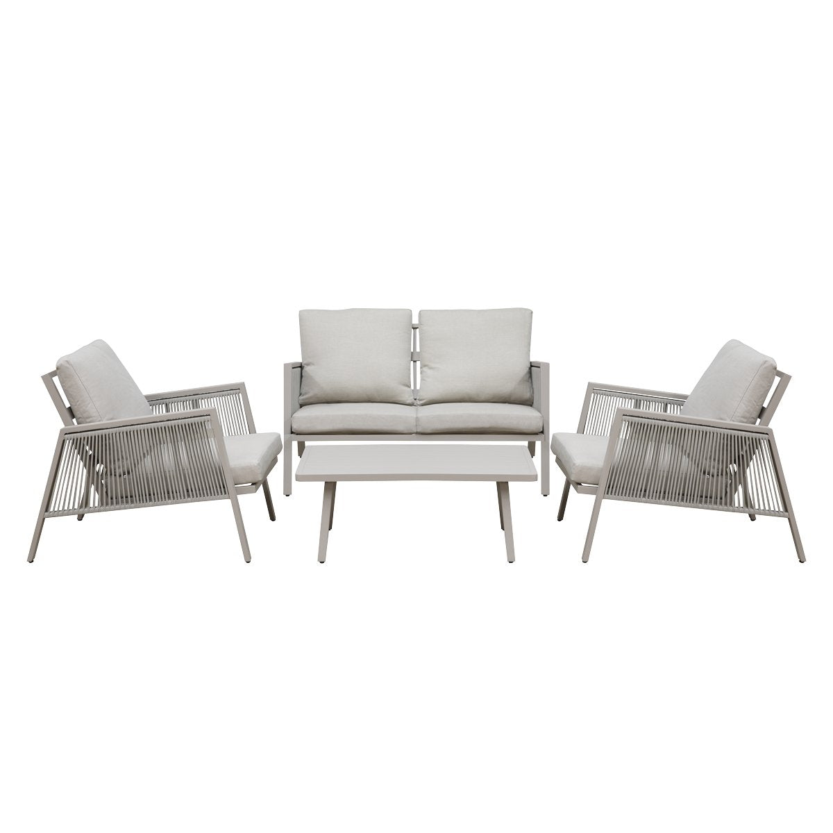 Dellonda DG56 Fusion Aluminium 4 - Piece Outdoor Sofa Arm Chairs & Coffee Table Set