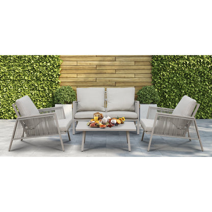 Dellonda DG56 Fusion Aluminium 4 - Piece Outdoor Sofa Arm Chairs & Coffee Table Set