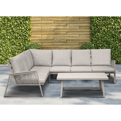 Dellonda DG57 Fusion 4 - Piece Outdoor Garden Corner Sofa & Coffee Table Set Aluminium