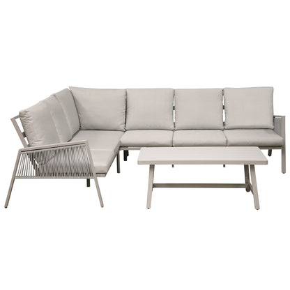 Dellonda DG57 Fusion 4 - Piece Outdoor Garden Corner Sofa & Coffee Table Set Aluminium