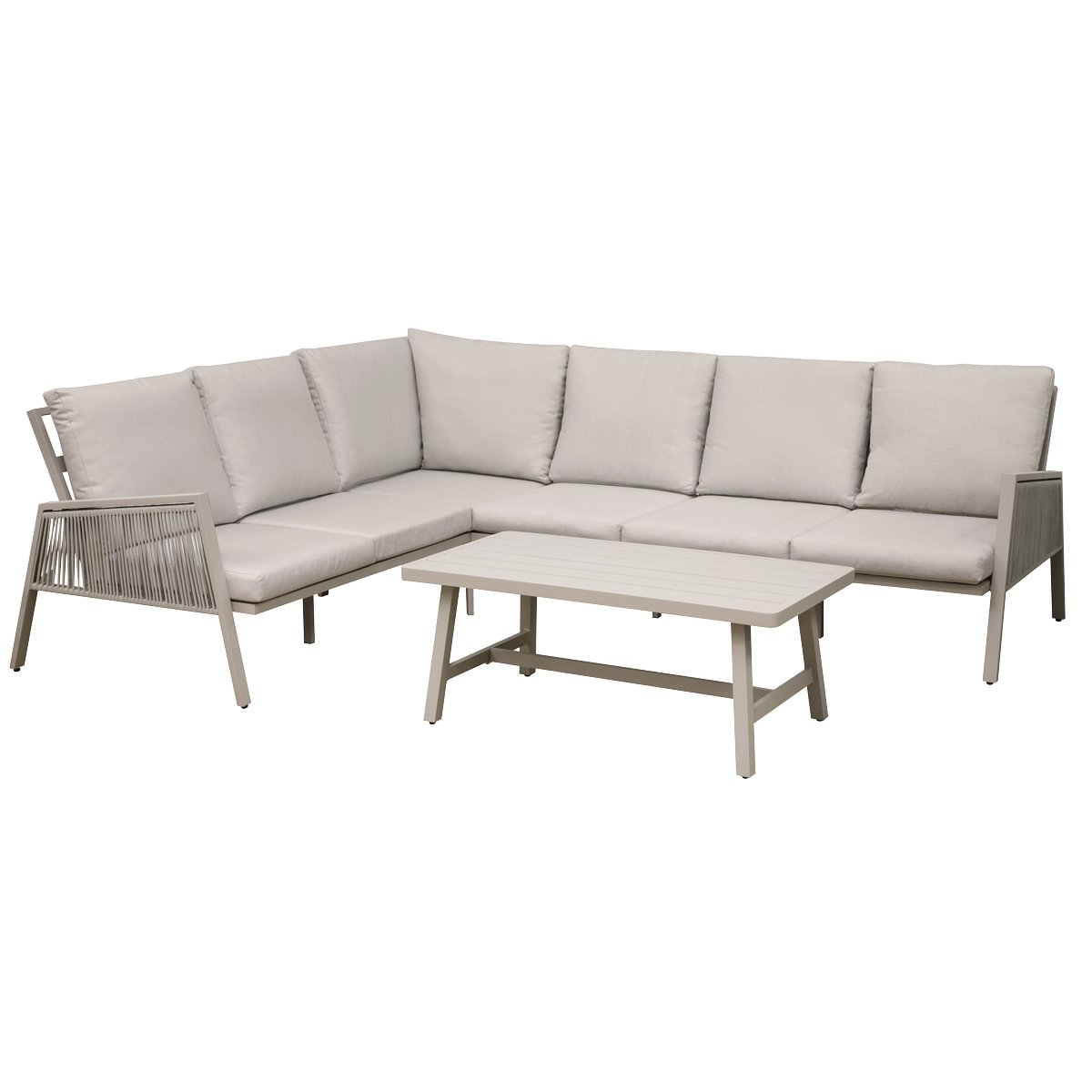 Dellonda DG57 Fusion 4 - Piece Outdoor Garden Corner Sofa & Coffee Table Set Aluminium