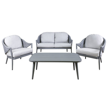 Dellonda DG59 Echo 4 - Piece Aluminium Outdoor Garden Sofa Arm Chair & Coffee Table Set