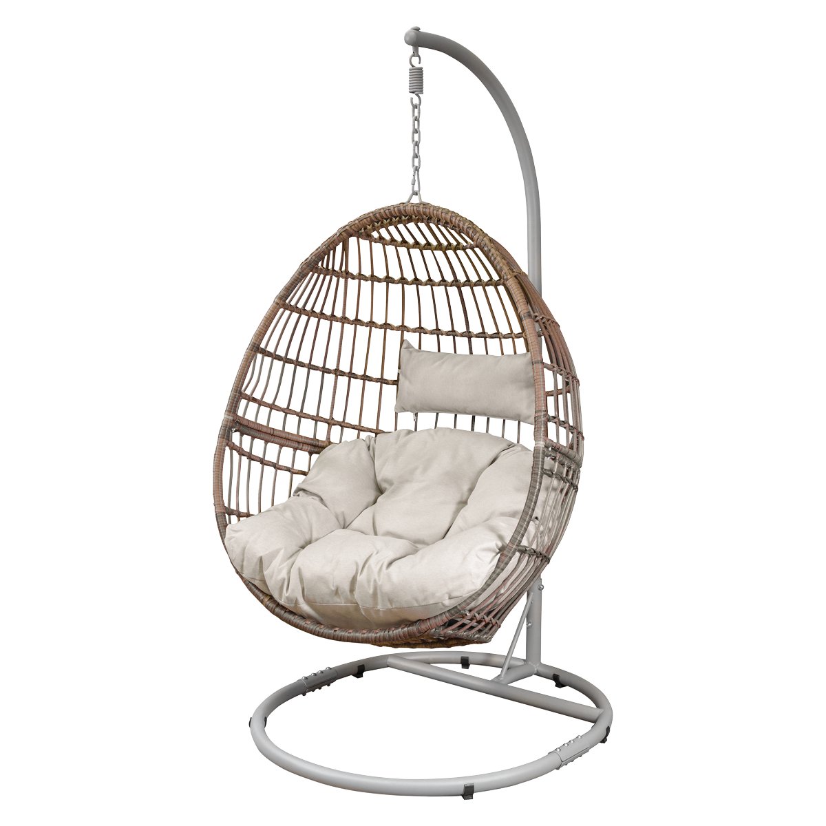 Dellonda DG60 Egg Hanging Swing Chair Wicker Rattan Basket Steel Frame Single