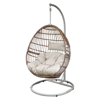 Dellonda DG60 Egg Hanging Swing Chair Wicker Rattan Basket Steel Frame Single