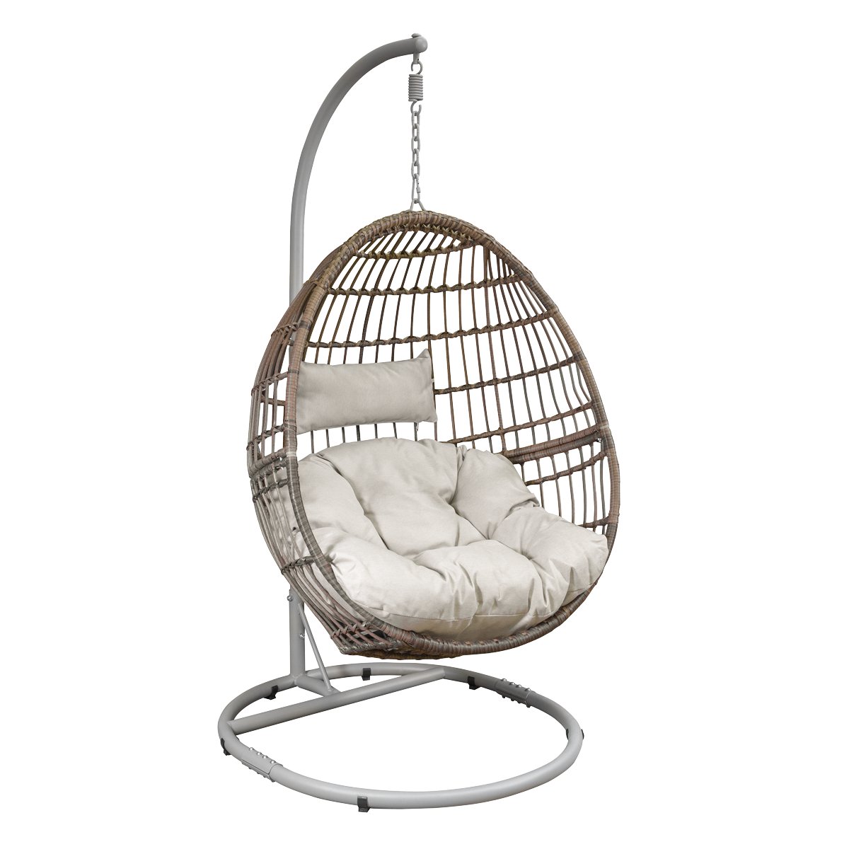 Dellonda DG60 Egg Hanging Swing Chair Wicker Rattan Basket Steel Frame Single