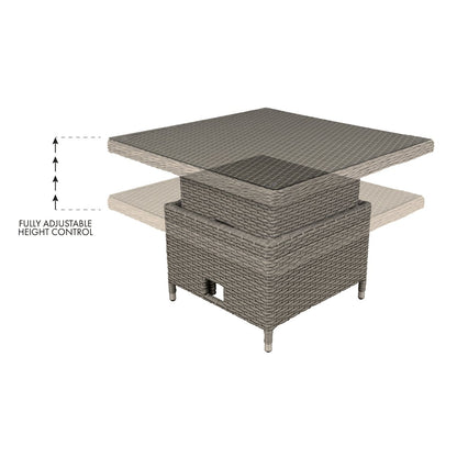 Dellonda DG73 Chester Rattan Wicker Adjustable Outdoor Dining Table Brown