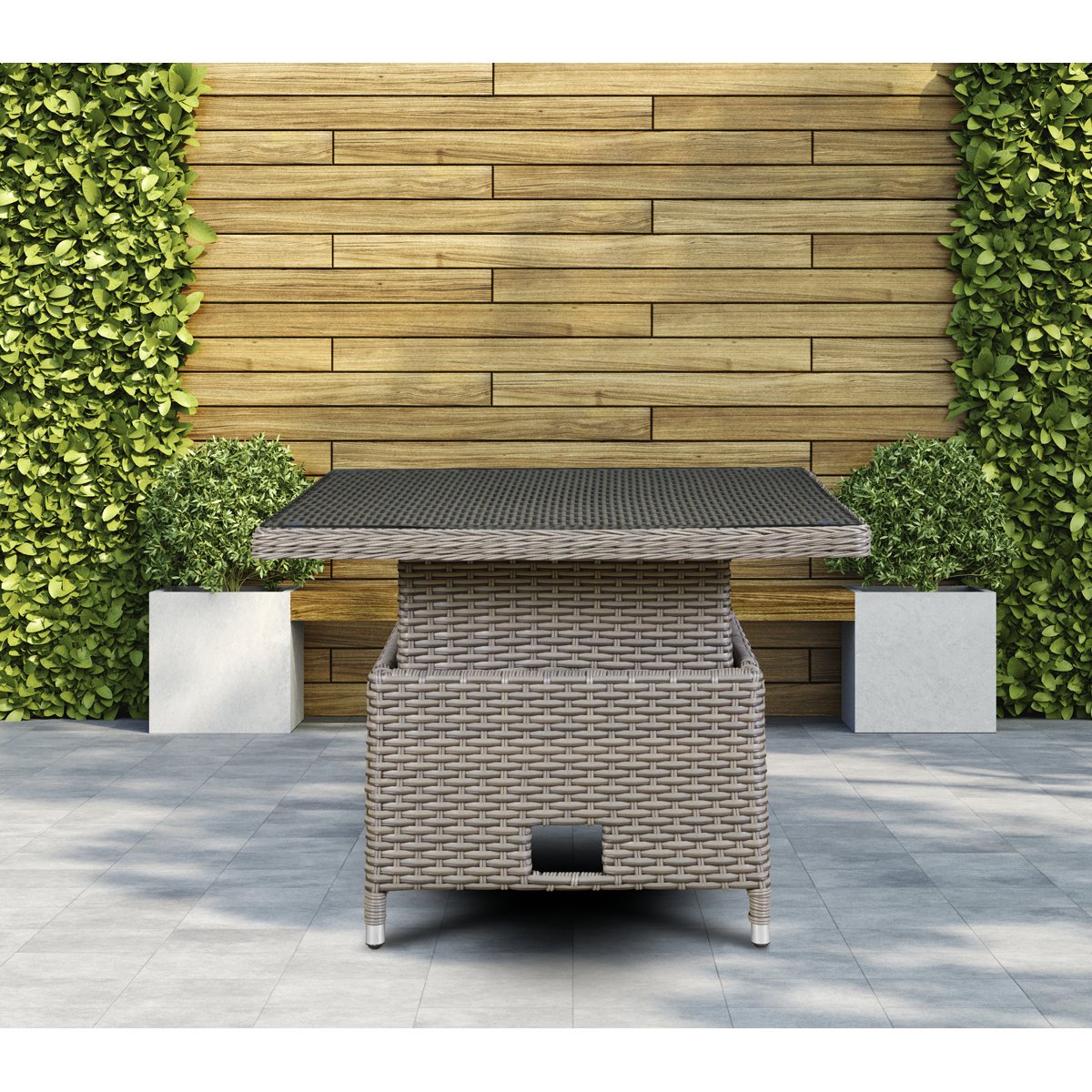 Dellonda DG73 Chester Rattan Wicker Adjustable Outdoor Dining Table Brown