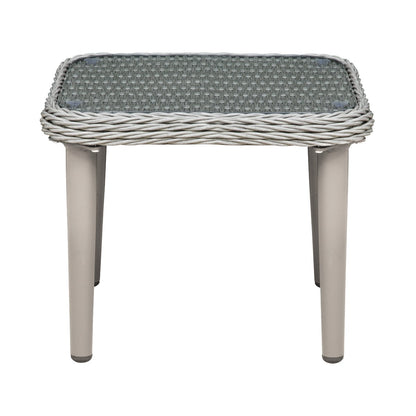 Dellonda DG75 Buxton Rattan Wicker Outdoor Coffee Table with Clear Tempered Glass Top Grey